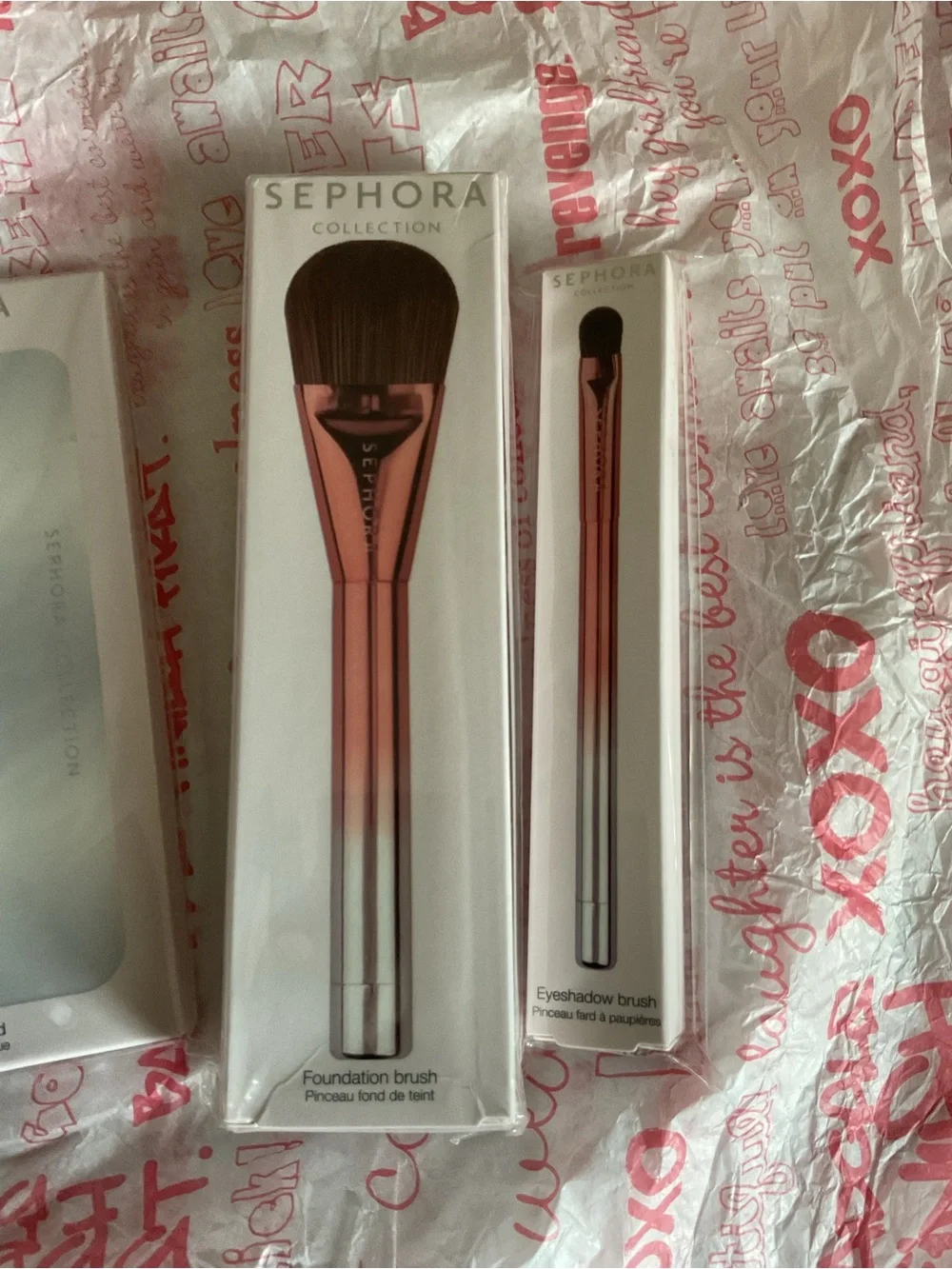 Sephora Rose Gold and Silver Magnetic Makeup Brush Set with Compact Mirror